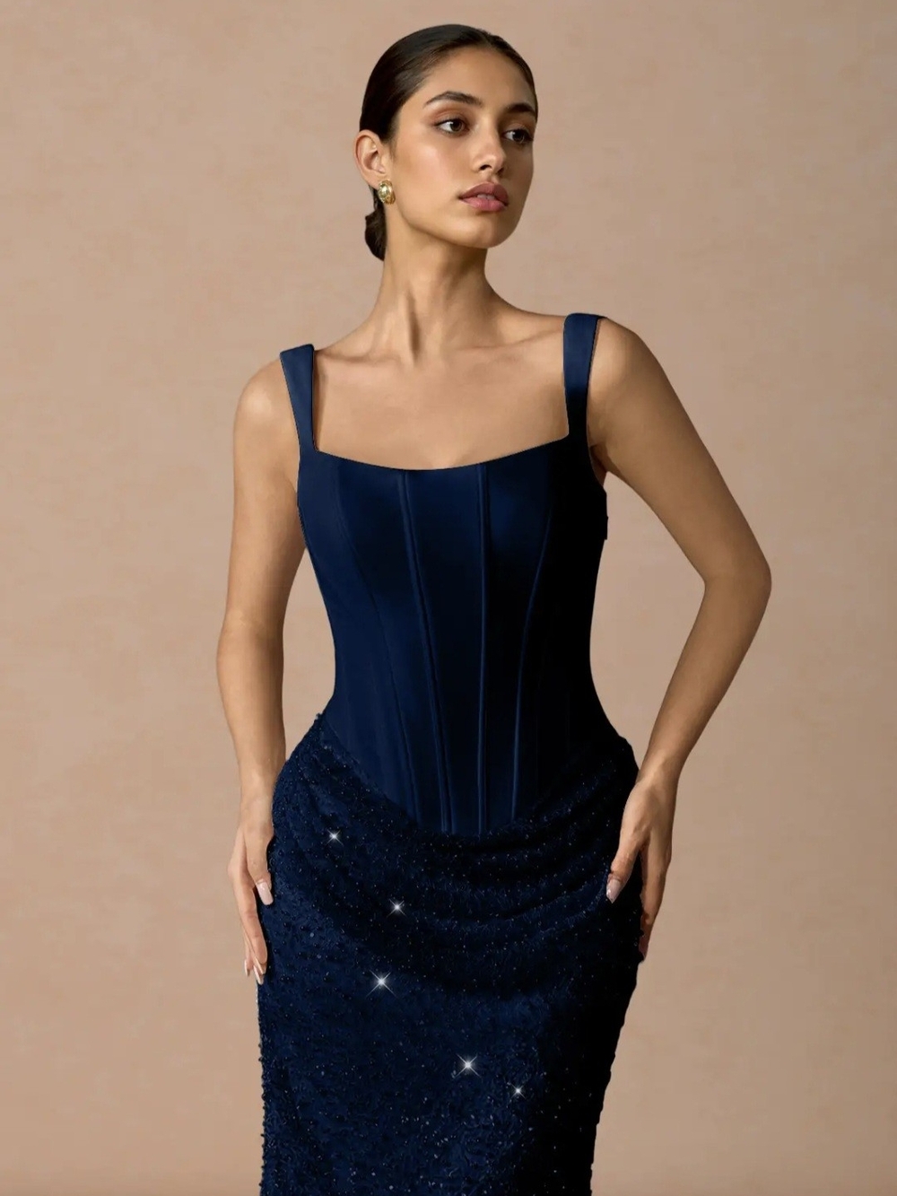 Azazie Niamh Maxi Dress in Marine Blue - Picture 3 of 5